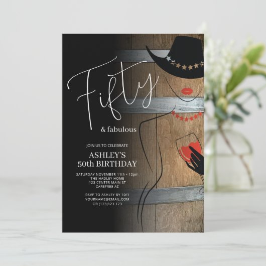 50e verjaardag van de uitnodiging aan de vrouw (Staand voorkant)