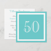 50e verjaardag van de uitnodiging - Aqua (Voorkant / Achterkant)
