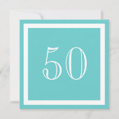 50e verjaardag van de uitnodiging - Aqua (Voorkant)