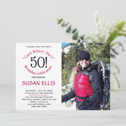 50e verjaardag van de uitnodiging van de verjaarda (Staand voorkant)