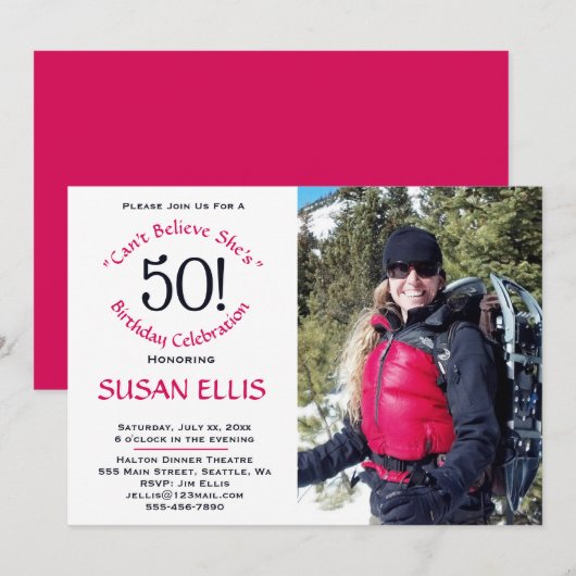 50e verjaardag van de uitnodiging van de verjaarda (Voorkant / Achterkant)