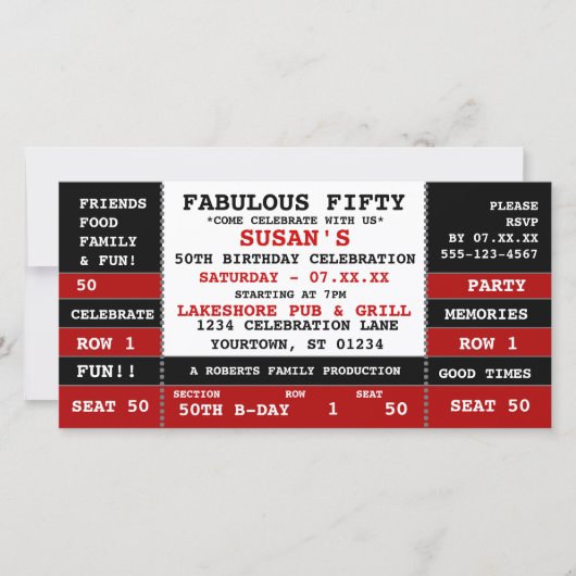 50e verjaardag van de uitnodiging van een concertk (Voorkant)