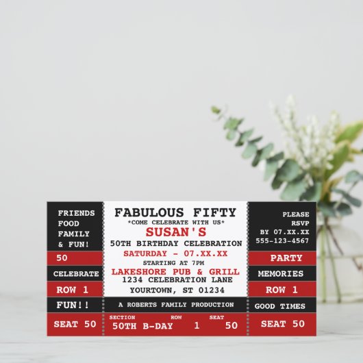 50e verjaardag van de uitnodiging van een concertk (Staand voorkant)