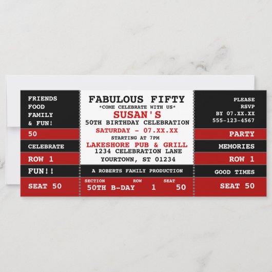 50e verjaardag van de uitnodiging van een concertk (Voorkant)