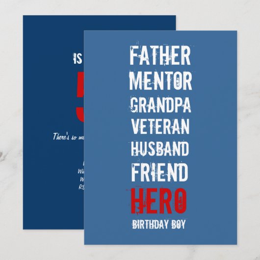 50e verjaardag van de uitnodiging van Hero (Voorkant / Achterkant)