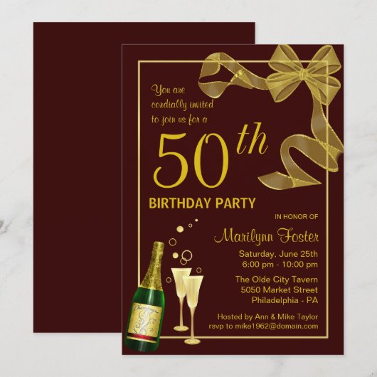 50e verjaardag van de Uitnodigingen van de Partij  (Voorkant / Achterkant)