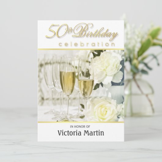 50e verjaardag van de uitnodigingen van het feest (Staand voorkant)