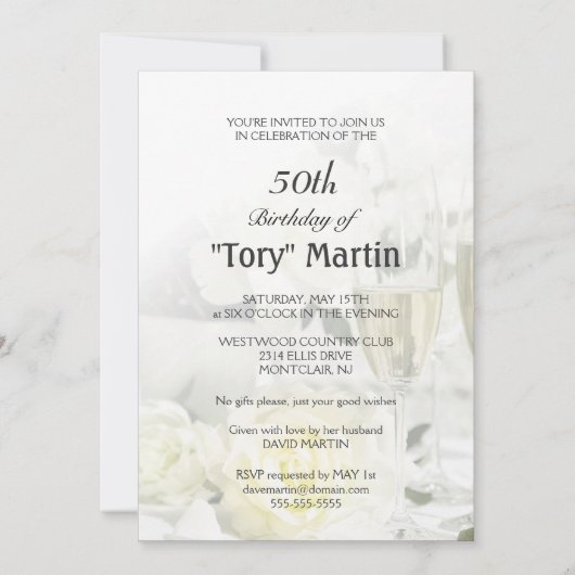 50e verjaardag van de uitnodigingen van het feest (Achterkant)