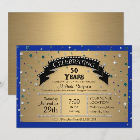 50e verjaardag van de verjaardag van de juweel-Con Kaart (Voorkant / Achterkant)