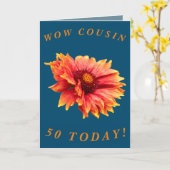 50e verjaardag van de Vette Floral voor de neef Kaart (Gele Bloem)