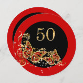 50e verjaardag van de vrouw | botervet rood goud kaart (Voorkant / Achterkant)