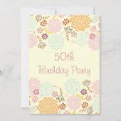 50e verjaardag van de vrouw Fancy moderne bloemen Kaart (Voorkant)