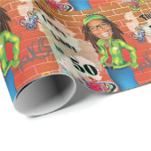 50e verjaardag van de vrouw Foxy Lady Fun Face Cut Cadeaupapier (Rol Hoek)