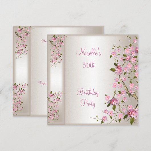 50e verjaardag van de Zijderroze bloesem Kaart (Voorkant / Achterkant)