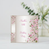 50e verjaardag van de Zijderroze bloesem Kaart (Staand voorkant)