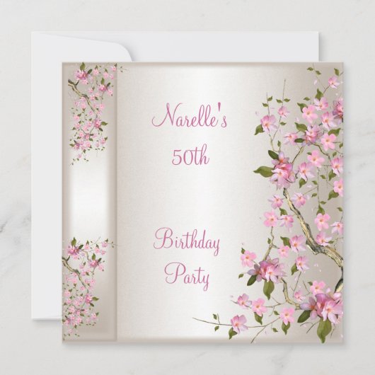 50e verjaardag van de Zijderroze bloesem Kaart (Voorkant)