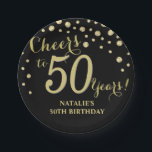 50e verjaardag van de zwarte en gouddiamant papieren bordje<br><div class="desc">50e Bord voor 50e verjaardag van het zwarte en gouddiamantpapier</div>