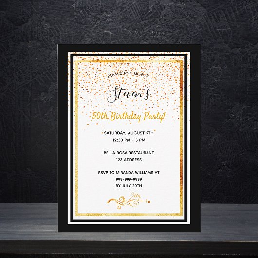 50e verjaardag van de zwarte gouden uitnodiging