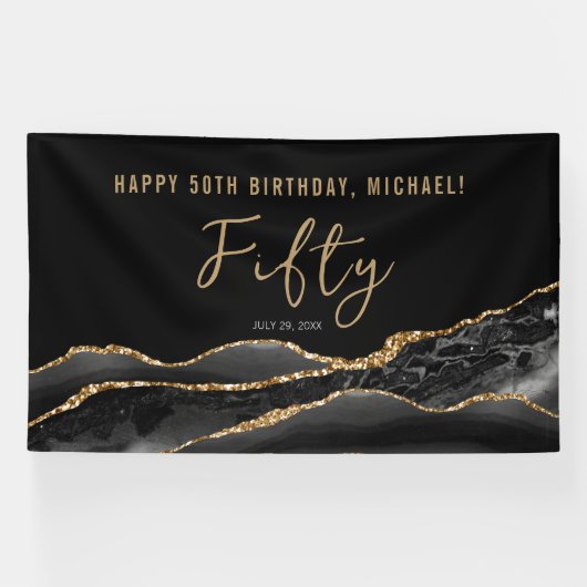 50e verjaardag van de zwarte goudkanon van Elegant Spandoek (Horizontaal)