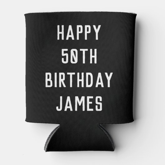 50e verjaardag van de zwarte stijlvolle vormgeving blikjeskoeler (Voorkant)