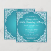 50e verjaardag van de  Zwirls Turquoise Kaart (Voorkant / Achterkant)