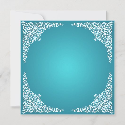 50e verjaardag van de  Zwirls Turquoise Kaart (Achterkant)