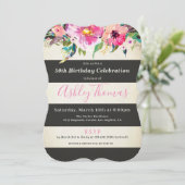 50e verjaardag van florale uitnodigingen voor vrou (Staand voorkant)
