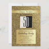 50e verjaardag van Glitter Gold en Black Kaart (Voorkant)