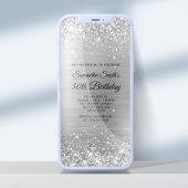 50e verjaardag van Glittery Brushed Silver Foil Kaart