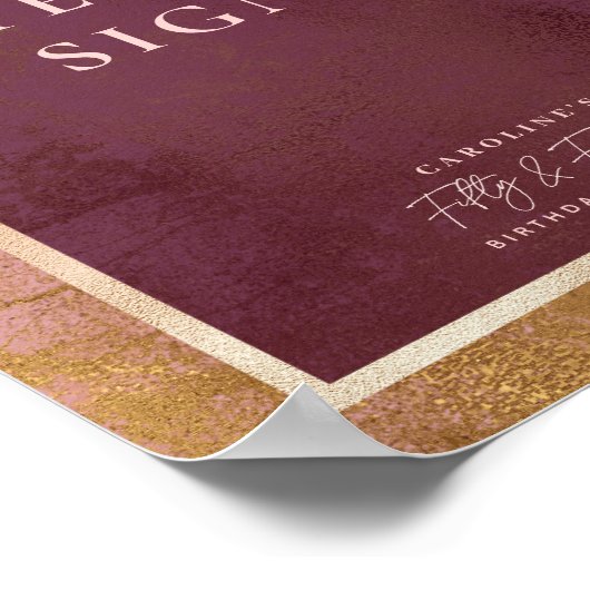50e verjaardag van Gold & Roze Aangepast teken Poster (Hoek)