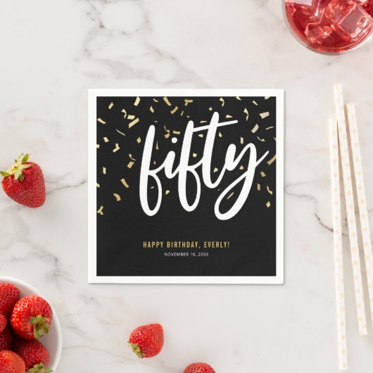 50e verjaardag van het 50e zwarte goudfeest servet (Insitu)
