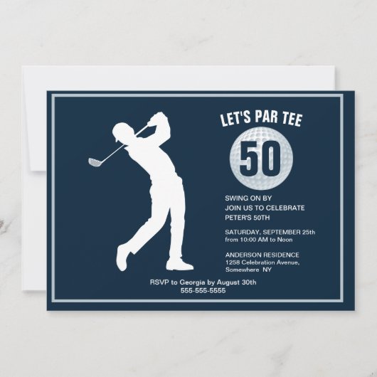 50e verjaardag van het Golfer Navy Man Kaart (Voorkant)