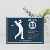 50e verjaardag van het Golfer Navy Man Kaart (Staand voorkant)