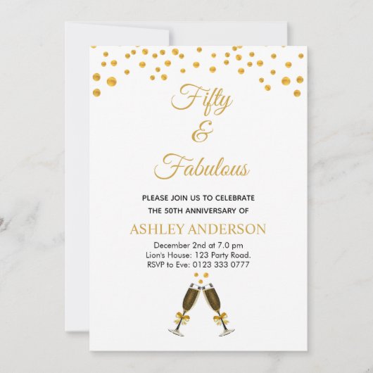 50e verjaardag van het goudfeest op zwart-wit kaart (Voorkant)