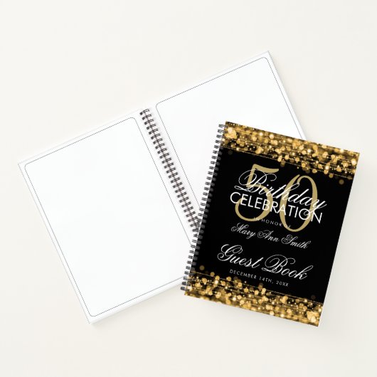 50e verjaardag van het Guestbook Party Sparkles Go Notitieboek (Binnen)