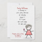 50e verjaardag van het meisje met wijn kaart (Voorkant)