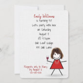 50e verjaardag van het meisje met wijn kaart (Voorkant)