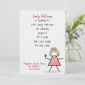 50e verjaardag van het meisje met wijn kaart (Staand voorkant)