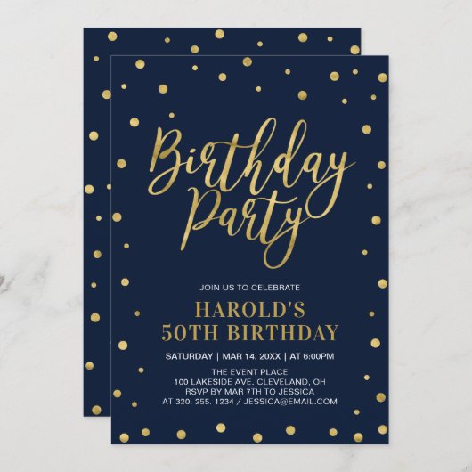 50e verjaardag van het moderne goud- en nakomeling kaart (Voorkant / Achterkant)