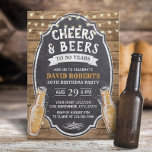 50e verjaardag van het roertje en het bijenbord kaart<br><div class="desc">Cheers & Beers Rustic Chalkboard 50th Birthday Invitations.</div>