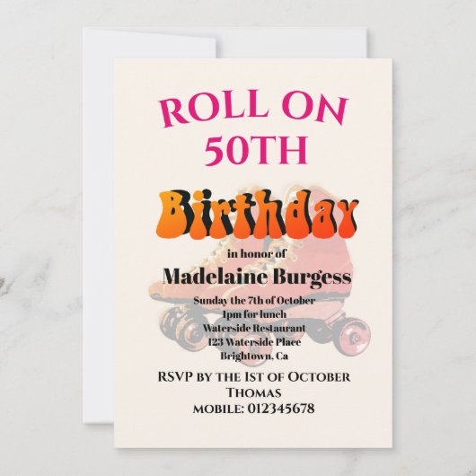 50e verjaardag van het Schaats Roller, geboren in  Kaart (Achterkant)