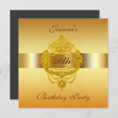 50e verjaardag van het uitnodigingsgoud kaart (Voorkant / Achterkant)