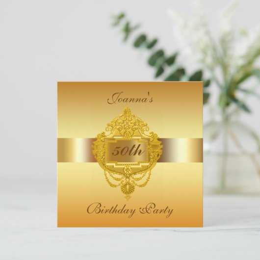 50e verjaardag van het uitnodigingsgoud kaart (Staand voorkant)