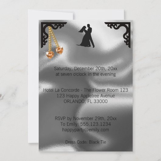 50e verjaardag van het Zilveren Foil Oranje Heart Kaart (Achterkant)