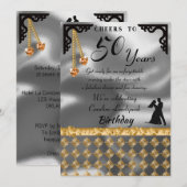 50e verjaardag van het Zilveren Foil Oranje Heart Kaart (Voorkant / Achterkant)