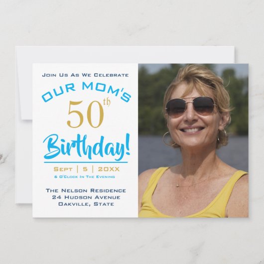 50e verjaardag van ONZE MOM - Fotofeestje Kaart (Voorkant)