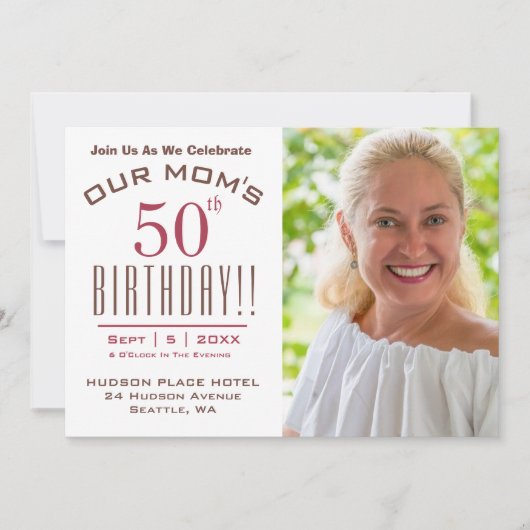 50e verjaardag van onze MOM - Fotofeestje Kaart (Voorkant)