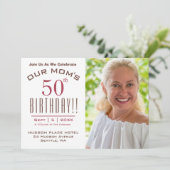 50e verjaardag van onze MOM - Fotofeestje Kaart (Staand voorkant)