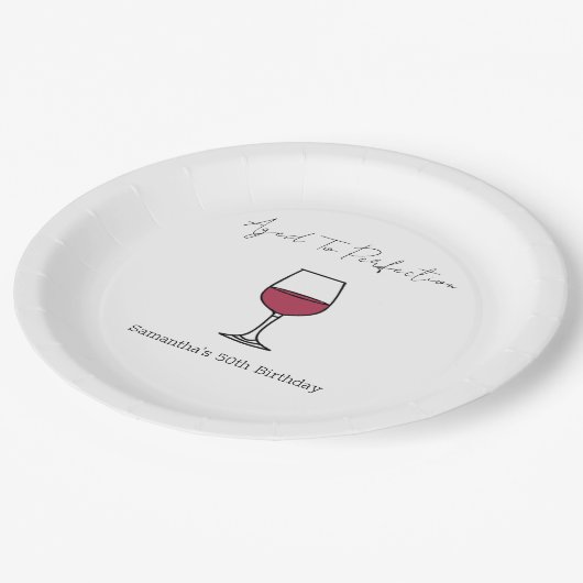 50e verjaardag van perfecte wijn papieren bordje (Gekanteld)