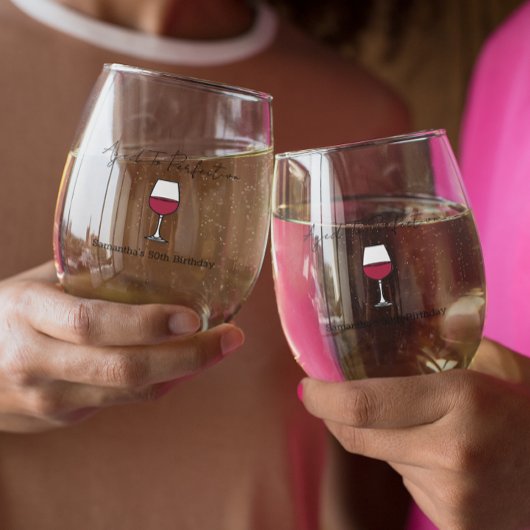 50e verjaardag van perfecte wijn wijnglas zonder voet